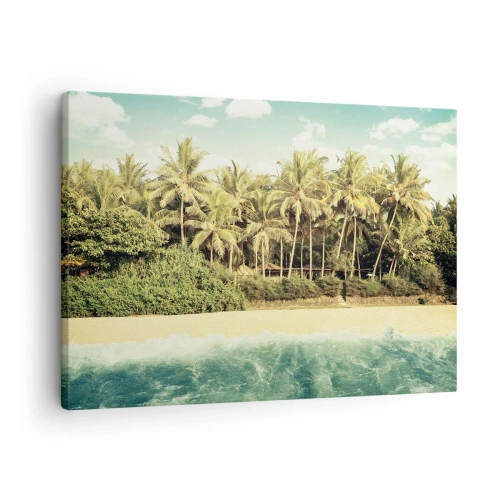 Schilderen op canvas Arttor 70x50 cm - Hoe zit het hier? - Landschap, Strand, Kokospalm, Zee, Natuur, Naar de woonkamer, Naar de slaapkamer, Wit, Bruin, Horizontaal, Canvas, AA70x50-4915
