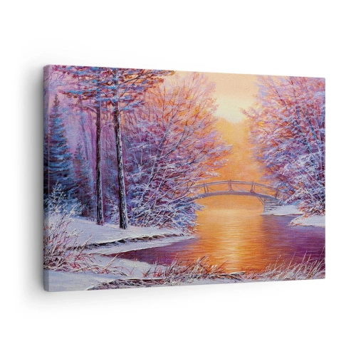 Schilderen op canvas Arttor 70x50 cm - Laten we elkaar hier ontmoeten - Landschap, Park, Brug, Rivier, Schilderen, Naar de woonkamer, Naar de slaapkamer, Wit, Bruin, Horizontaal, Canvas, AA70x50-4545