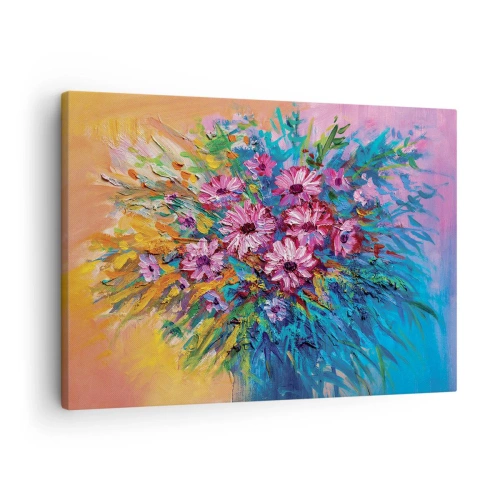 Schilderen op canvas Arttor 70x50 cm - Levensenergie - Bloemen, Boeket Bloemen, Tuin, Schilderen, Bladeren, Naar de woonkamer, Naar de slaapkamer, Bruin, Zwart, Horizontaal, Canvas, AA70x50-4533