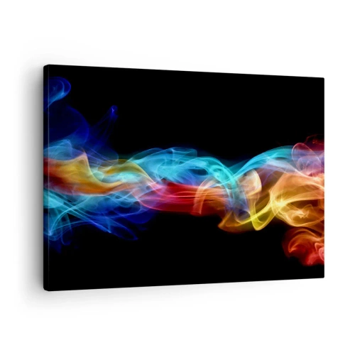 Schilderen op canvas Arttor 70x50 cm - Regenboogdans van nevels - Abstractie, Grafische Afbeeldingen, Kleurrijke Vlammen, 3D, Inspiratie, Naar de woonkamer, Naar de slaapkamer, Blauw, Rood, Horizontaal, Canvas, AA70x50-2171