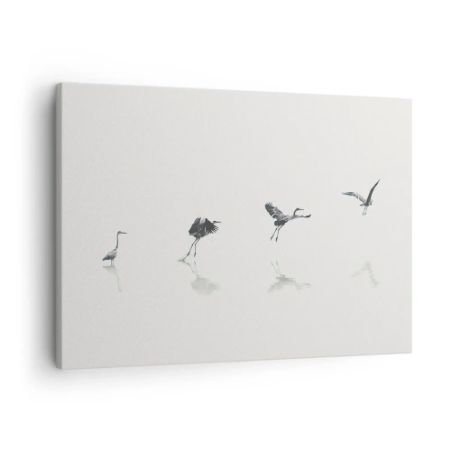 Schilderen op canvas Arttor 70x50 cm - Vier eenvoudige stappen - Vogel, Reiger, Grafische Afbeeldingen, Natuur, Vlucht, Naar de woonkamer, Naar de slaapkamer, Wit, Zwart, Horizontaal, Canvas, AA70x50-5096