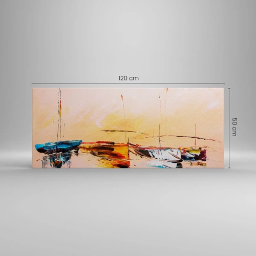 Schilderen op canvas - Avond in de jachthaven - 120x50 cm