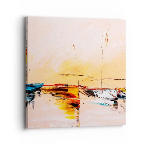 Schilderen op canvas - Avond in de jachthaven - 30x30 cm