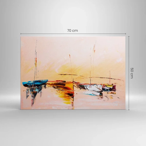 Schilderen op canvas - Avond in de jachthaven - 70x50 cm