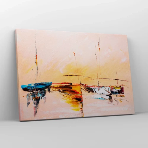 Schilderen op canvas - Avond in de jachthaven - 70x50 cm