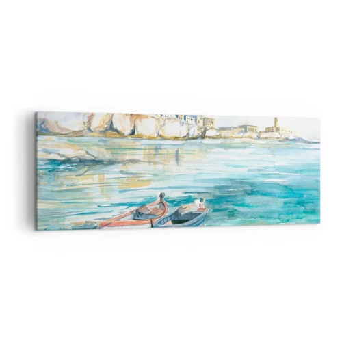 Schilderen op canvas - Azuurblauw landschap - 140x50 cm