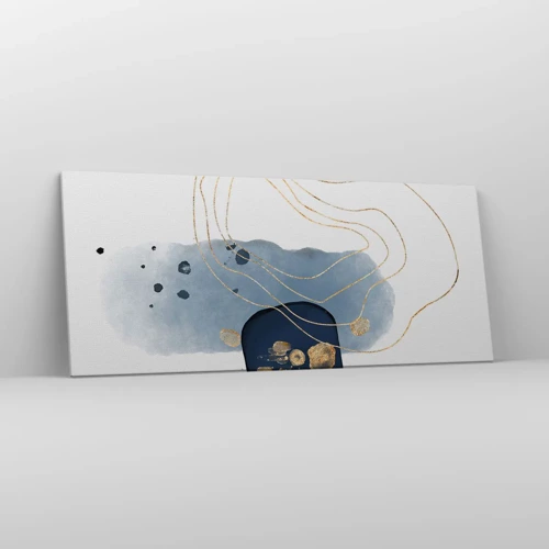 Schilderen op canvas - Blauw en goud fantasie - 120x50 cm