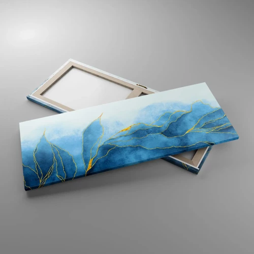 Schilderen op canvas - Blauw in goud - 100x40 cm