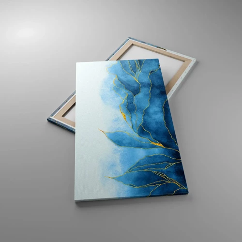 Schilderen op canvas - Blauw in goud - 55x100 cm