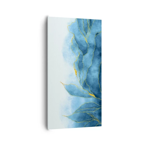 Schilderen op canvas - Blauw in goud - 65x120 cm