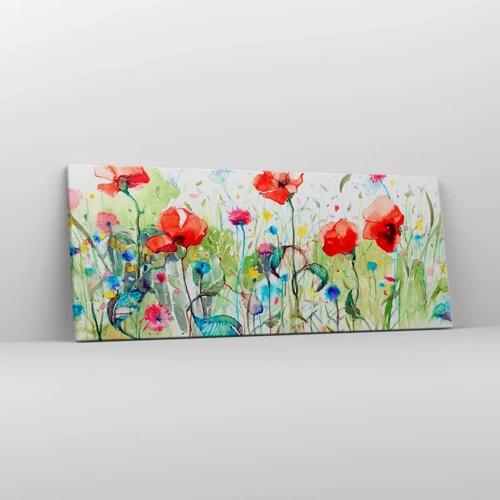 Schilderen op canvas - Bloeiende meiweide - 100x40 cm