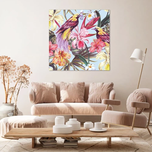 Schilderen op canvas - Bloemblaadjes en veren - 30x30 cm