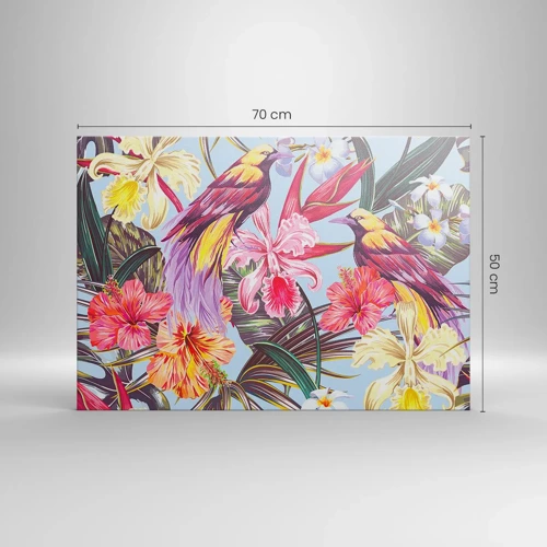 Schilderen op canvas - Bloemblaadjes en veren - 70x50 cm