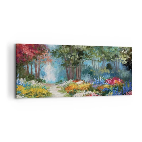 Schilderen op canvas - Bostuin, bloemenbos - 100x40 cm