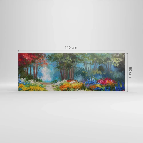 Schilderen op canvas - Bostuin, bloemenbos - 140x50 cm