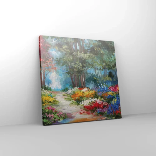 Schilderen op canvas - Bostuin, bloemenbos - 30x30 cm