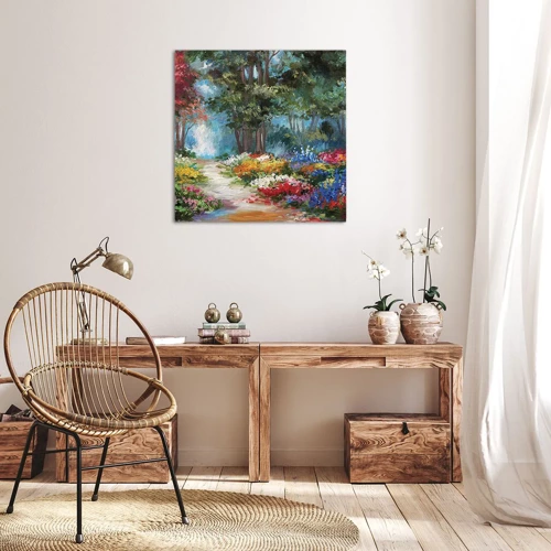 Schilderen op canvas - Bostuin, bloemenbos - 70x70 cm