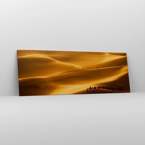 Schilderen op canvas - Caravan in de woestijngolven - 140x50 cm