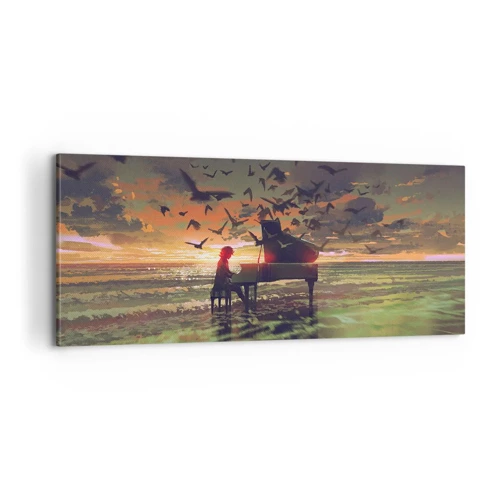 Schilderen op canvas - Concert voor piano en golven - 100x40 cm