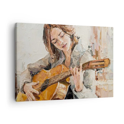 Schilderen op canvas - Concerto voor gitaar en een meisjeshart - 70x50 cm