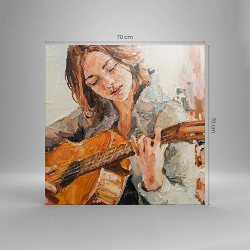 Schilderen op canvas - Concerto voor gitaar en een meisjeshart - 70x70 cm