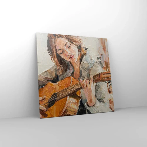 Schilderen op canvas - Concerto voor gitaar en een meisjeshart - 70x70 cm