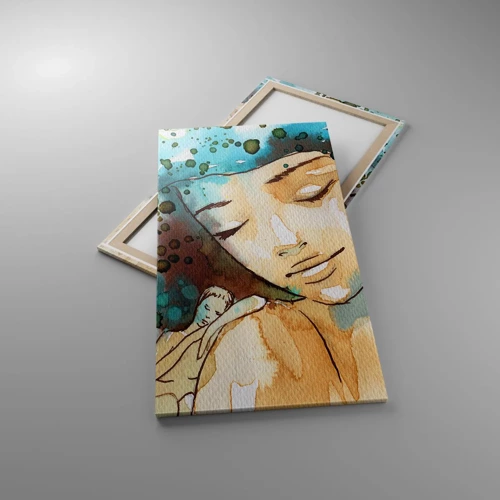 Schilderen op canvas - Dame in het blauw - 65x120 cm