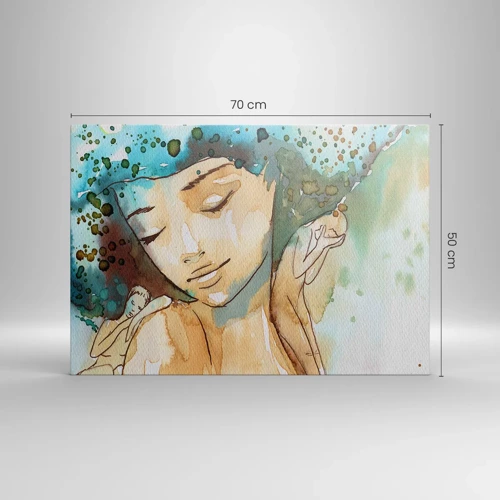 Schilderen op canvas - Dame in het blauw - 70x50 cm