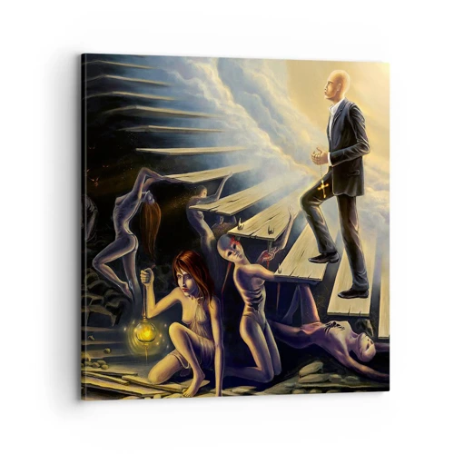 Schilderen op canvas - Danteske reis naar het licht - 70x70 cm