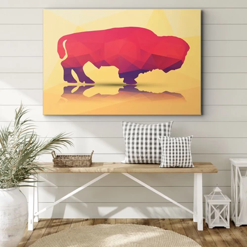 Schilderen op canvas - De amarantkracht van de bizon - 70x50 cm