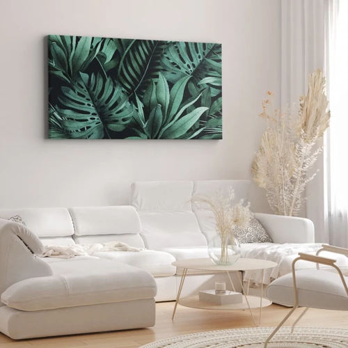 Schilderen op canvas - De diepte van tropisch groen - 100x40 cm