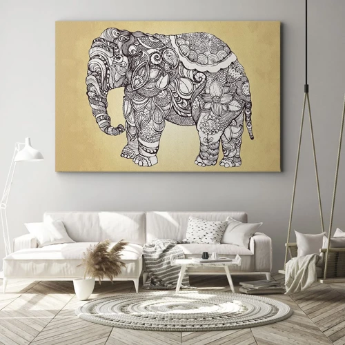 Schilderen op canvas - De olifant heeft zichzelf bedekt - 70x50 cm