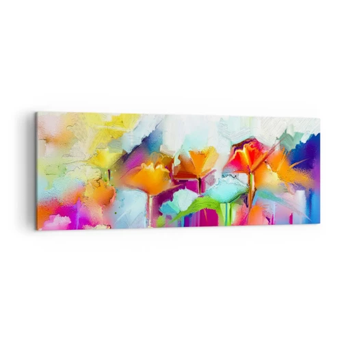 Schilderen op canvas - De regenboog is tot bloei gekomen - 140x50 cm