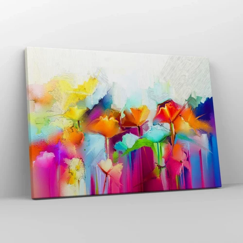 Schilderen op canvas - De regenboog is tot bloei gekomen - 70x50 cm