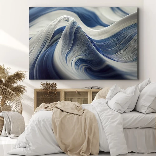 Schilderen op canvas - De vloeibaarheid van blauw en wit - 120x80 cm