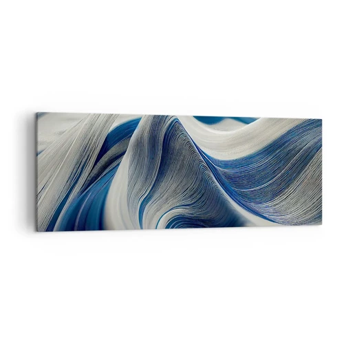 Schilderen op canvas - De vloeibaarheid van blauw en wit - 140x50 cm
