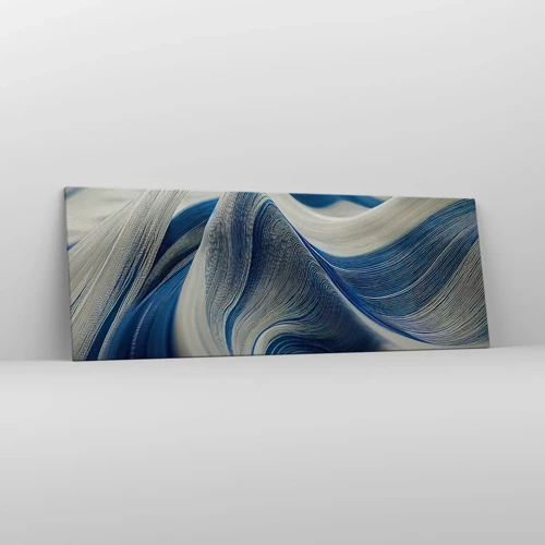 Schilderen op canvas - De vloeibaarheid van blauw en wit - 140x50 cm