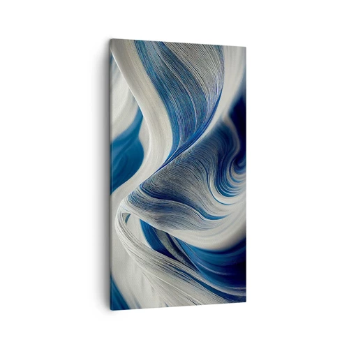 Schilderen op canvas - De vloeibaarheid van blauw en wit - 45x80 cm