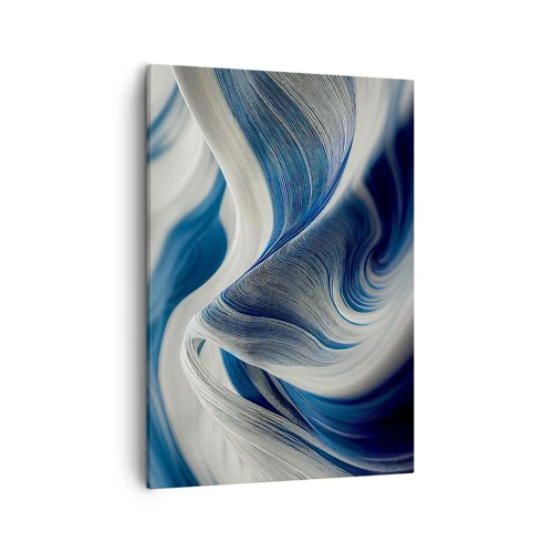 Schilderen op canvas - De vloeibaarheid van blauw en wit - 50x70 cm