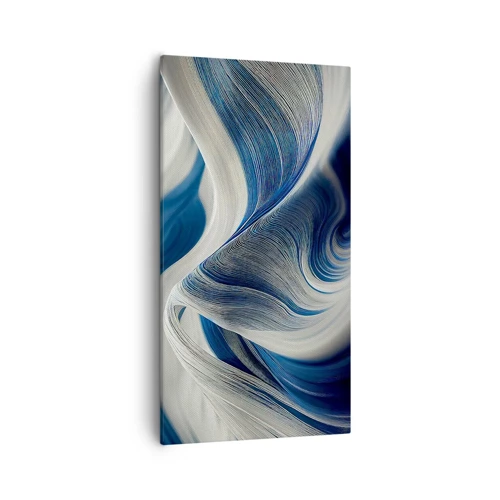 Schilderen op canvas - De vloeibaarheid van blauw en wit - 55x100 cm