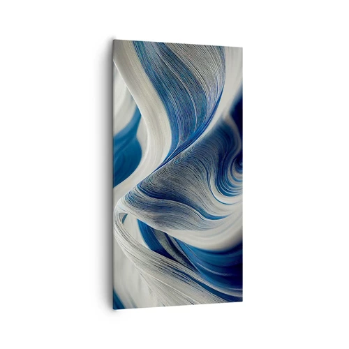 Schilderen op canvas - De vloeibaarheid van blauw en wit - 65x120 cm