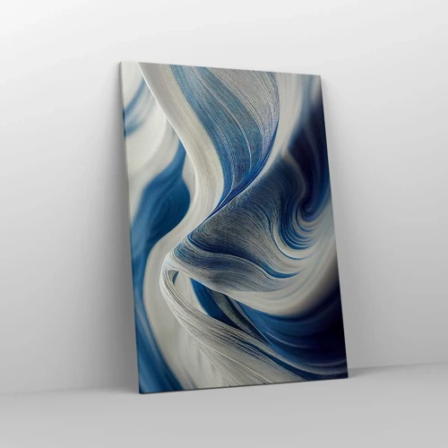 Schilderen op canvas - De vloeibaarheid van blauw en wit - 70x100 cm