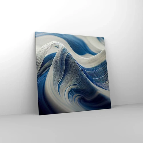 Schilderen op canvas - De vloeibaarheid van blauw en wit - 70x70 cm