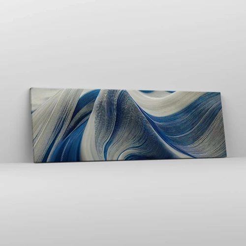 Schilderen op canvas - De vloeibaarheid van blauw en wit - 90x30 cm