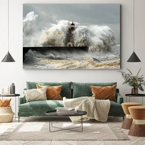 Schilderen op canvas - De woede van de oceaan - 70x50 cm