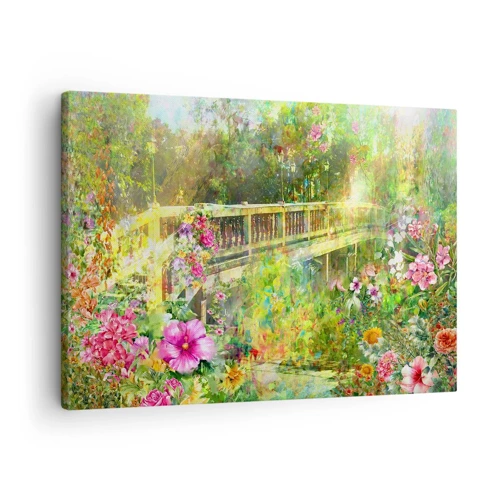 Schilderen op canvas - Een brug van lentezuchten - 70x50 cm