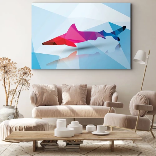 Schilderen op canvas - Een haai in een kristallen ruimte - 70x50 cm