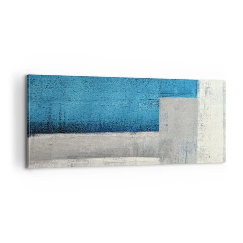 Schilderen op canvas - Een poëtische compositie van grijs en blauw - 100x40 cm