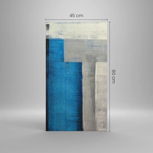 Schilderen op canvas - Een poëtische compositie van grijs en blauw - 45x80 cm