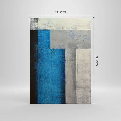 Schilderen op canvas - Een poëtische compositie van grijs en blauw - 50x70 cm
